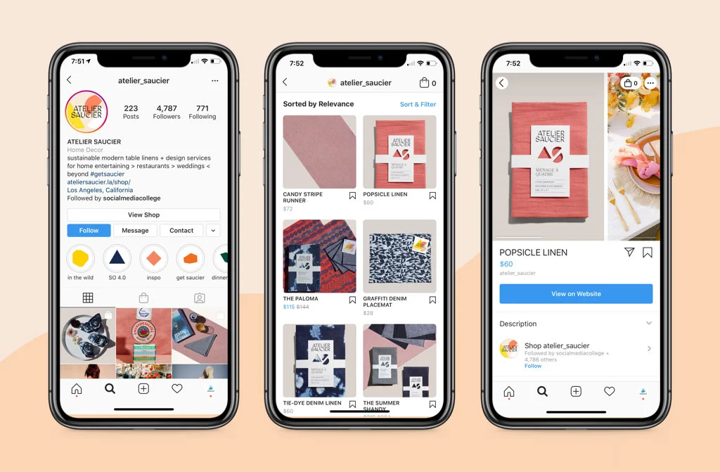 فضای فروشگاه اینستاگرام