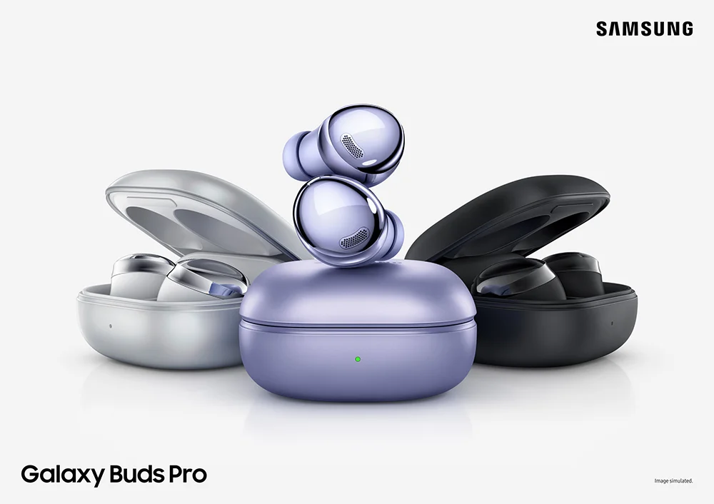 Samsung Galaxy Buds Pro در سه رنگ موجود است: مشکی فانتوم، فانتوم نقره ای و فانتوم بنفش Samsung Galaxy Buds Pro در سه رنگ موجود است: مشکی فانتوم، فانتوم نقره ای و فانتوم بنفش