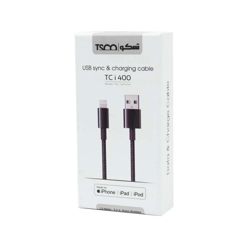 شارژ و انتقال داده ها USB به لایتنینگ تسکو مدل TC i 400 طول 1 متر 4
